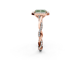 Rose gold Fancy Green Radiant  Halo Twist Band Solitaire Ring_57
