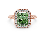 Rose gold Fancy Green Radiant  Halo Twisted Band Four-Prong Diamond Ring_19