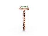 Rose gold Fancy Green Radiant  Halo Twisted Band Four-Prong Diamond Ring_21
