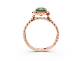 Rose gold Fancy Green Radiant  Halo Twisted Band Four-Prong Diamond Ring_22