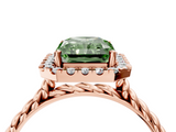 Rose gold Fancy Green Radiant  Halo Twisted Band Four-Prong Diamond Ring_23