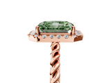 Rose gold Fancy Green Radiant  Halo Twisted Band Four-Prong Diamond Ring_24