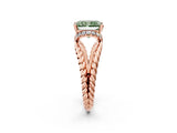 Rose gold Fancy Green Radiant  Halo Twisted Band Four-Prong Ring_33