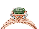 Rose gold Fancy Green Radiant  Halo Twisted Band Four-Prong Ring_35