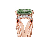Rose gold Fancy Green Radiant  Halo Twisted Band Four-Prong Ring_36