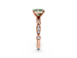 Rose gold Fancy Green Radiant  Milgrain Bezel Diamond Engagement Ring with Solitaire Prong Setting_156