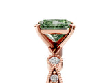 Rose gold Fancy Green Radiant  Milgrain Bezel Diamond Engagement Ring with Solitaire Prong Setting_159