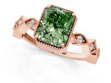 Rose gold Fancy Green Radiant  Milgrain Marquise Diamond Twist Band Ring_63