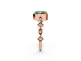 Rose gold Fancy Green Radiant  Milgrain Marquise Diamond Twist Band Ring_64