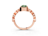 Rose gold Fancy Green Radiant  Milgrain Marquise Diamond Twist Band Ring_65