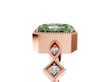 Rose gold Fancy Green Radiant  Milgrain Marquise Diamond Twist Band Ring_67