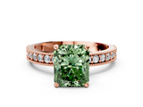 Rose gold Fancy Green Radiant  Milgrain Pave Diamond Engagement Ring with Four-Prong Setting_147