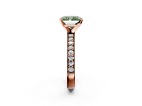 Rose gold Fancy Green Radiant  Milgrain Pave Diamond Engagement Ring with Four-Prong Setting_149