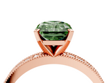 Rose gold Fancy Green Radiant  Milgrain Pave Diamond Engagement Ring with Four-Prong Setting_151