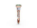 Rose gold Fancy Green Radiant  Solitaire Baguette Side Stone Channel Set Engagement Ring_5