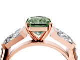 Rose gold Fancy Green Radiant  Solitaire Baguette Side Stone Channel Set Engagement Ring_7