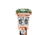 Rose gold Fancy Green Radiant  Solitaire Baguette Side Stone Channel Set Engagement Ring_8
