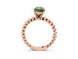 Rose gold Fancy Green Radiant  Solitaire Beaded Band Prong Setting Ring 3