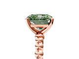 Rose gold Fancy Green Radiant  Solitaire Beaded Band Prong Setting Ring 5
