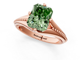 Rose gold Fancy Green Radiant  Solitaire Beaded Band Six-Prong Setting_1
