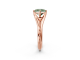 Rose gold Fancy Green Radiant  Solitaire Beaded Band Six-Prong Setting_2