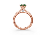 Rose gold Fancy Green Radiant  Solitaire Beaded Band Six-Prong Setting_3