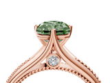 Rose gold Fancy Green Radiant  Solitaire Beaded Band Six-Prong Setting_4