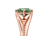 Rose gold Fancy Green Radiant  Solitaire Beaded Band Six-Prong Setting_5