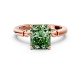 Rose gold Fancy Green Radiant  Solitaire Beaded Band with Four-Prong Setting_52