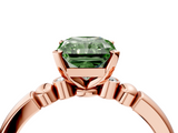 Rose gold Fancy Green Radiant  Solitaire Beaded Band with Four-Prong Setting_56