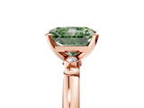 Rose gold Fancy Green Radiant  Solitaire Beaded Band with Four-Prong Setting_57