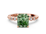 Rose gold Fancy Green Radiant  Solitaire Bezel Accent Diamond Engagement Ring with Beaded Band and Four-Prong Setting_24