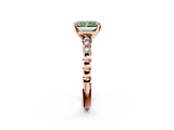 Rose gold Fancy Green Radiant  Solitaire Bezel Accent Diamond Engagement Ring with Beaded Band and Four-Prong Setting_26