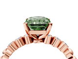 Rose gold Fancy Green Radiant  Solitaire Bezel Accent Diamond Engagement Ring with Beaded Band and Four-Prong Setting_28