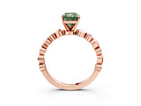 Rose gold Fancy Green Radiant  Solitaire Bezel-Set Diamond Ring with Beaded Band and Four-Prong Setting_35