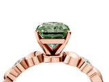 Rose gold Fancy Green Radiant  Solitaire Bezel-Set Diamond Ring with Beaded Band and Four-Prong Setting_36