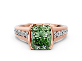 Rose gold Fancy Green Radiant  Solitaire Bezel-Set Diamond Ring with Channel-Set Band_36