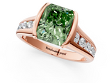 Rose gold Fancy Green Radiant  Solitaire Bezel-Set Diamond Ring with Channel-Set Band_37
