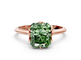 Rose gold Fancy Green Radiant  Solitaire Cathedral Diamond Ring with Six-Prong Setting_17