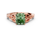 Rose gold Fancy Green Radiant  Solitaire Celtic Knot Engagement Ring with Four-Prong Setting_42
