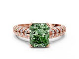 Rose gold Fancy Green Radiant  Solitaire Chevron Pave Diamond Engagement Ring with Six-Prong Setting_3