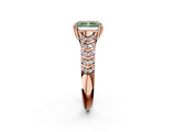 Rose gold Fancy Green Radiant  Solitaire Chevron Pave Diamond Engagement Ring with Six-Prong Setting_5