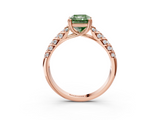 Rose gold Fancy Green Radiant  Solitaire Chevron Pave Diamond Engagement Ring with Six-Prong Setting_6