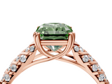 Rose gold Fancy Green Radiant  Solitaire Chevron Pave Diamond Engagement Ring with Six-Prong Setting_7