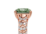 Rose gold Fancy Green Radiant  Solitaire Chevron Pave Diamond Engagement Ring with Six-Prong Setting_8
