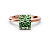 Rose gold Fancy Green Radiant  Solitaire Diamond Engagement Ring with Four-Prong Setting on a Classic Band_3