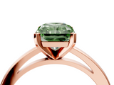 Rose gold Fancy Green Radiant  Solitaire Diamond Engagement Ring with Four-Prong Setting on a Classic Band_7