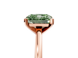 Rose gold Fancy Green Radiant  Solitaire Diamond Engagement Ring with Four-Prong Setting on a Classic Band_8