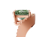 Rose gold Fancy Green Radiant  Solitaire Diamond Engagement Ring with Pave Band and Four-Prong Setting 1