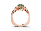Rose gold Fancy Green Radiant  Solitaire Diamond Engagement Ring with Pave Band and Four-Prong Setting 5